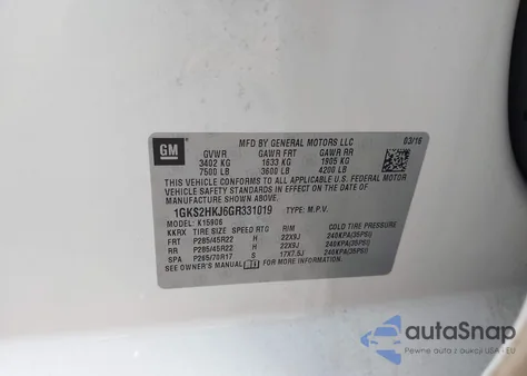 2016 GMC Yukon Xl Denali из США, поврежденный, VIN 1GKS2HKJ6GR331019